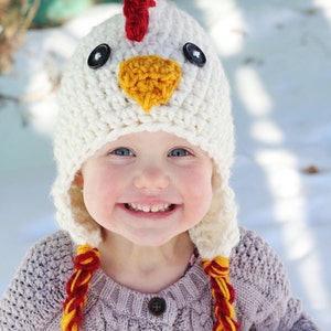 Chicken Hat, PDF Crochet Pattern, bulky yarn, winter hat, Halloween hat, chicken costume, crochet hat patterns, digital download pattern, image 2