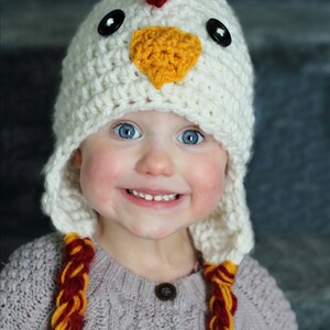 Chicken Hat, PDF Crochet Pattern, bulky yarn, winter hat, Halloween hat, chicken costume, crochet hat patterns, digital download pattern, image 3