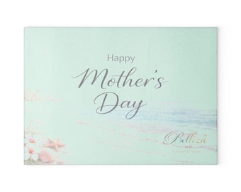 Feliz Día de la Madre Tabla de cortar de cristal / Letra con diseño floral costero