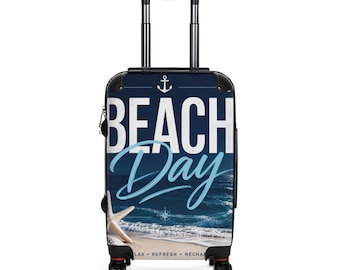 Beach Day suitcase | Nautical ocean waves, starfish carry-on