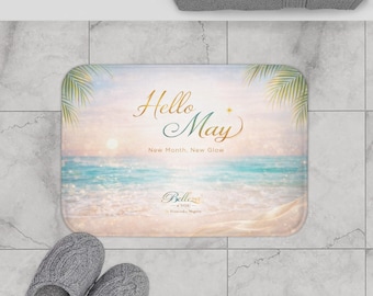 Badmat Hallo mei-strand | kustzonsopgang, pastelkleurige oceaan