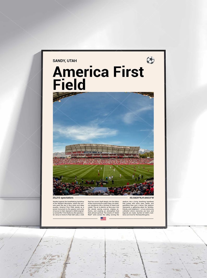 America First Field Poster, Stadium Image Print, Mid Century Modern ...