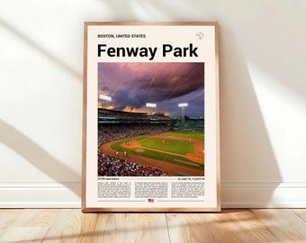 Fenway Park Poster, Stadium image Print, Mid Century Modern Baseball Poster, Stadium Wall Art, Minimalist Office Wall Art