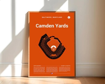 Camden Yards Poster, Stadium Seating Print, Mid Century Modern Baseball Poster, Sports Bedroom Posters, Minimalist Office Wall Art