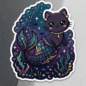 Kawaii Dark Mystic Animal Stickers PNG | 30 Fantasy Cute Digital Stickers | Witchy Celestial | Instant Download | Planner Stickers