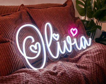 Letrero de neón con nombre personalizado / Luz LED con nombre personalizado / Decoración de pared de neón estética / Letrero con nombre para dormitorio / Luz para habitación infantil y juvenil