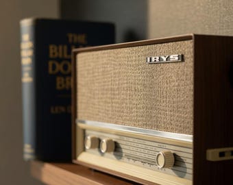 Vintage 1960s Unitra Irys Radio Upcycled Bluetooth Speaker – Retro Walnut Wood Cabinet