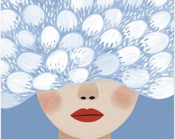 Blumenhaar mit roten Lippen Poster