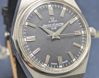vintage jaeger-LeCoultre Club 17 jewels manual winding Black dial men's watch.