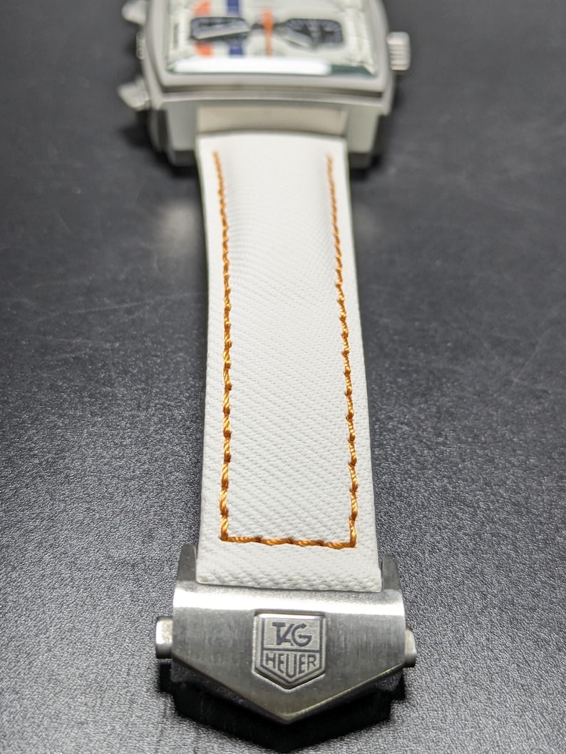 vintage Tag Heuer Monaco gulf white dial chronograph quartz movement men's watch. free shipping image 12