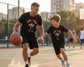 Camisetas Personalizadas Papá E Hijo Basketball Rad Dad Esqueleto