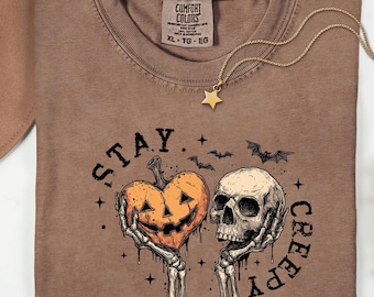 Stay Creepy Comfort Colors Unisex Tee Kürbis Schädel Gothic Grafik