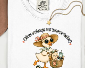 Camiseta Maestra Pato Comfort Colors Vacaciones De Verano