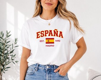 España Est 1492 Madrid Shirt | Comfort Colors Spanien Flagge Tee