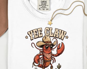 Camiseta Langosta Cowboy Blanca, Playera Algodón Western Coastal Outlaw