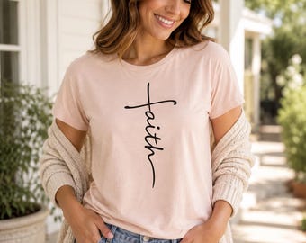 Minimal Faith Cross Shirt Comfort Colors Christian Unisex Tee Gift