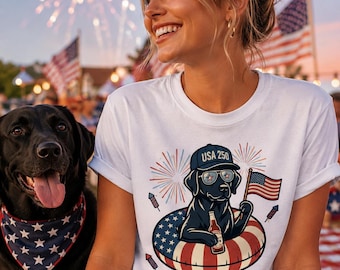愛国的なブラックラブシャツ | Comfort Colors USA 250周年記念