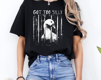 Camiseta Ganso Vintage Negra Oversize Diseño Divertido Streetwear