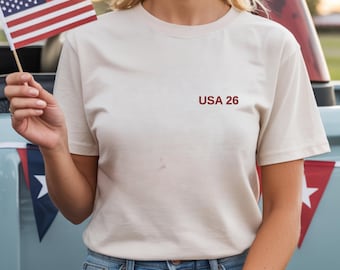 Camiseta Crema USA 26 Gráfico Rojo Fan Soccer