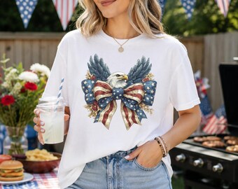 Camiseta Águila Patriótica Unisex Para Cuatro Julio USA Fans
