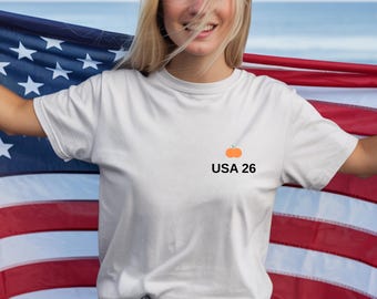 USA 26 Soccer Shirt | Comfort Colors Orange Graphic Tee
