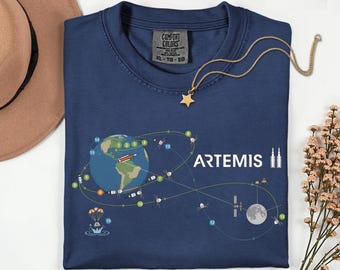 Camiseta Comfort Colors Artemis Mission Space, camiseta con estampado de la órbita de la NASA