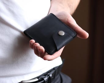 Personalized Leather Wallet for Men, Handmade Bifold Wallet, Groomsmen Gift, Minimalist Everyday Wallet Gift