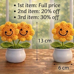 Handmade Crochet Sunflower Pot | Flower Pot, Amigurumi Desk Decor, Eternal Flower Gift, Mothers Day Gift, Celebration Gift  (11-13cm)