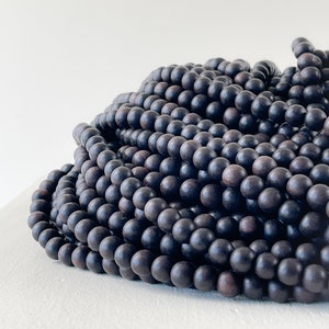 Unwaxed Tiger Ebony Wood Kamagong Wood Beads Natural Unpolished Wood Beads 6mm 8mm 10mm 16” Strand Beads for Jewelry Making DIY, Wood bead
