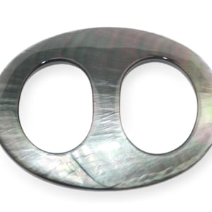 Oval Large Black Mother of Pearl Scarf Ring Scarf Buckle Scarf Pin image 2