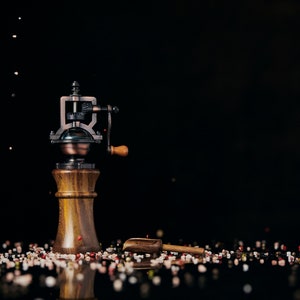 Baroy Wood Pepper Salt Mill, Pepper Grinders, Salt Shakers with Adjustable Coarseness - Ashton Robles Gmelina Ebony Wood