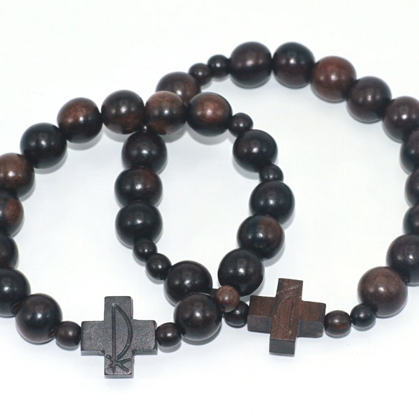Rosary Wood Bracelet  Tiger Ebony / Kamagong for Women and Men; 10mm and 4mm beads