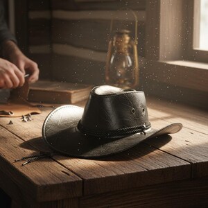 Solid Color Western Cowboy Hat for Men, Wide Brim Classic Sun Hat with Chin Strap, Minimalist Ranch Style Outdoor Hat, Father’s Day Gift