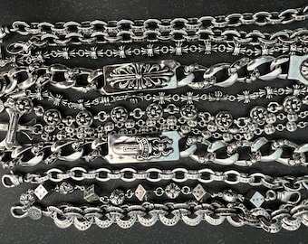 Bracelet gothique classique vintage en argent 925,Bracelet croix punk,Rétro minimaliste pour homme et femme,Offrez-le lui,Détails croix gothique