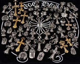 Colgante de plata de ley 925, diseño gótico punk, regalo de cumpleaños, estilo retro sencillo para hombres y mujeres, colgante con cadena de cruz y flores para él o ella.