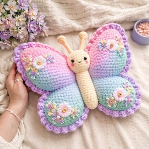 Crochet Butterfly Pillow Pattern | Amigurumi Plush Tutorial (PDF Pattern)