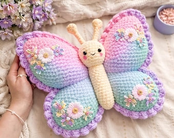 Patrón de cojín de mariposa a crochet / Tutorial de peluche amigurumi (patrón en PDF)