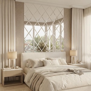 Panoramic Custom Mirror Panel 55x78 in, Mosaic Glass Wall Art for Entryway, Vanity Area or Living Room Accent