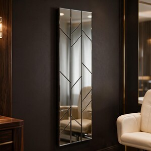 Modern Irregular Asymmetrical Wall Mirror, Frameless Wavy Vanity Mirror Tiles, Salon & Nail Salon Wall Decor, Gift For Women