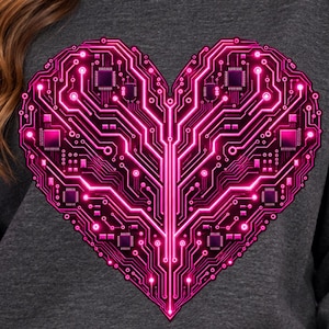 AI Heart PNG, Circuit Heart PNG, Artificial Intelligence design, Tech Valentine, Programmer Gift, Digital Love Sublimation