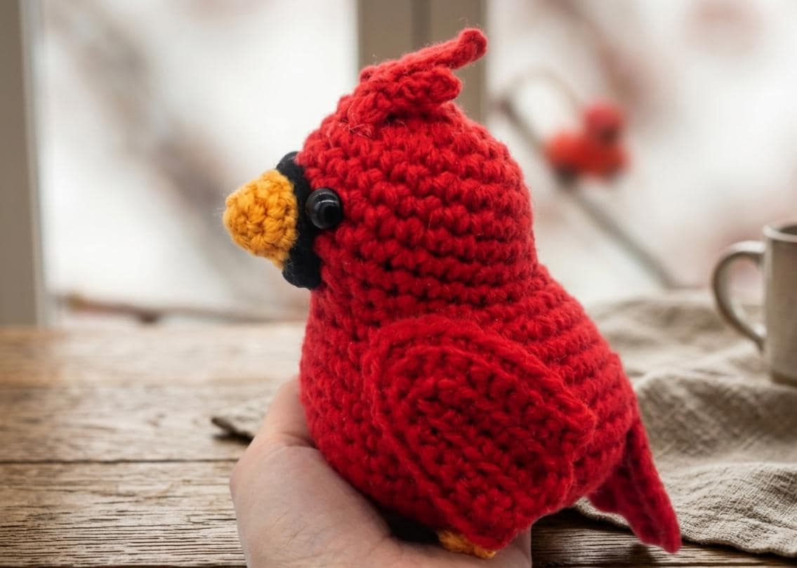 35 Cardinal Crochet Patterns to Stitch for Gifts, Decor, and Bird Lovers 23 Crochet Cardinal Pattern Realistic Red Bird Amigurumi