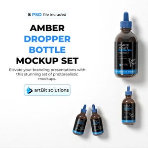 Amber Dropper Bottles Mockup Set for Branding and Packaging Design