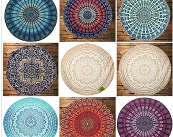 Mandala indien | Nappe ronde circulaire | Nappe faite main | Jeté de plage | Jeté de table | Tapis de yoga rond | Housse de table ronde | Ombré