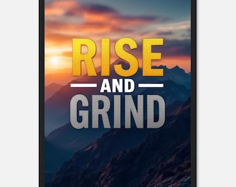 「Rise and Grind」ウォールアートプリント、モチベーションを高めるポスター、オフィス装飾、ラグジュアリーミニマリストウォールアート、起業家精神、30 x 40 cm フレーム付きポスター