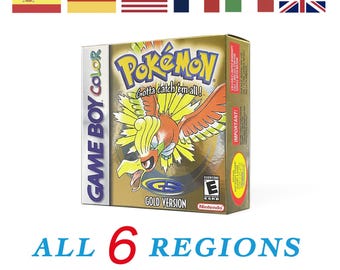 GBC Francuski Angielski Niemiecki Hiszpański Włoski Zamiennik Efekt holograficzny Pudełko Pokemon złoto Or Goldene Oro