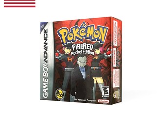 Oryginalny projekt GBA Angielski Metaliczny holograficzny efekt pudełka na rakietę Pokemon firered