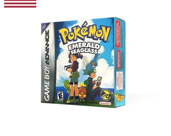 Pudełko z efektem holograficznym GBA Original Design w kolorze metalicznym do gry Pokemon Emerald Seaglass