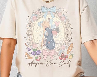 Retro Coquette Bow Disney Ratatouille Remy PNG, Anyone Can Cook Quote, Paris France Gusteau’s Design, Girly Disney Fan
