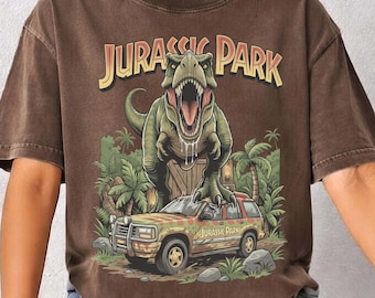 Vintage Jurassic Park PNG, Retro Jurassic Park Entrance with Tour Png, Disney Park Dinosaur T-rex, Dinosaur Jurassic World