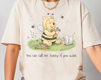 Retro Winnie The Pooh You can Call Me Hunny It You Want PNG, Pooh Honey Costume Bee Png, Pooh and Bees
